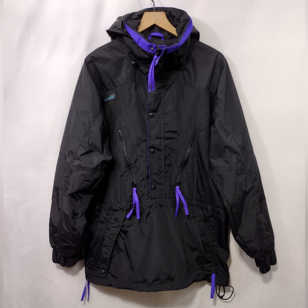 Vintage 90s Columbia Powder Keg Anorak Jacket Mens M Black Outdoor Y2K Retro - Picture 1 of 12